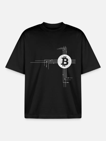 Bitcoin Circuitry Emblem - Boxy Heavyweight Unisex Organic T-Shirt by Stanley/Stella - black