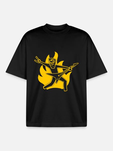 Guitariste en feu - T-shirt unisexe boxy épais biologique Stanley/Stella - noir