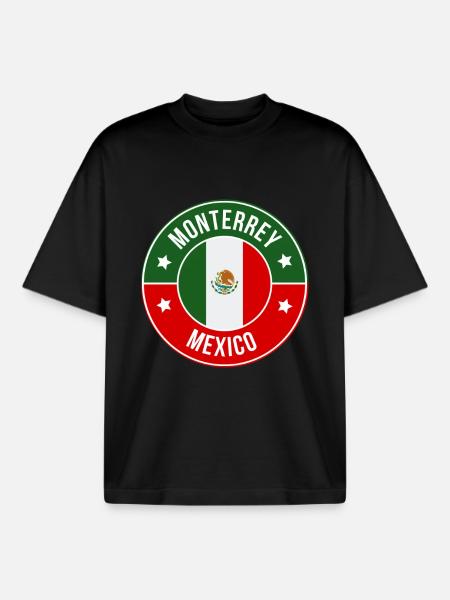 Monterrey Flag Emblem - Boxy Heavyweight Unisex Organic T-Shirt by Stanley/Stella - black