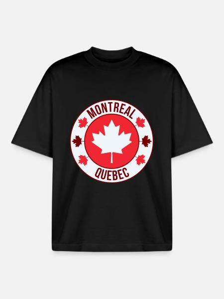 Montreal Quebec Maple Crest - Boxy Heavyweight Unisex Organic T-Shirt by Stanley/Stella - black