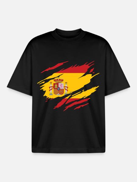 Espagne drapeau espagnol - T-shirt unisexe boxy épais biologique Stanley/Stella - noir