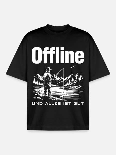Offline am See - Boxy Heavyweight Unisex Organic T-Shirt von Stanley/Stella - Schwarz