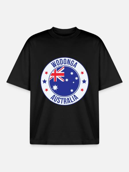 Emblème de l’insigne Wodonga Australia - T-shirt unisexe boxy épais biologique Stanley/Stella - noir