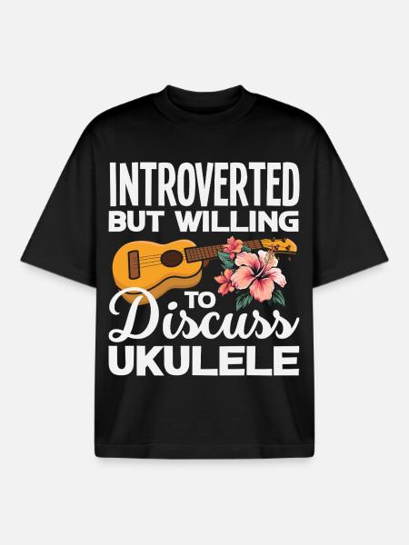Funny Ukulele Designs and Sayings - Boxy Heavyweight Unisex Organic T-Shirt by Stanley/Stella - black