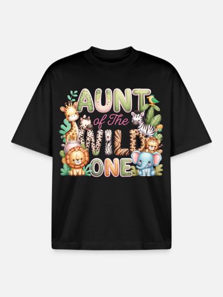 Aunt of the Wild One - Boxy Heavyweight Unisex Organic T-Shirt by Stanley/Stella - black