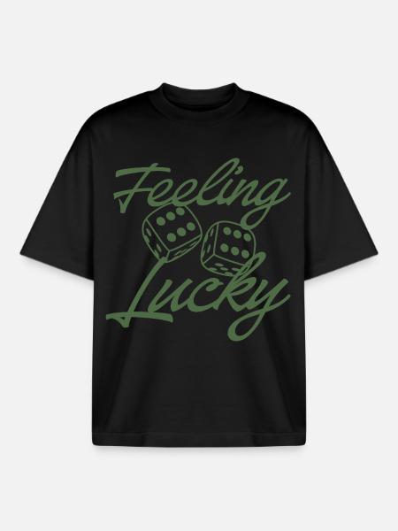 Feeling Lucky Dice Script - Boxy Heavyweight Unisex Organic T-Shirt by Stanley/Stella - black