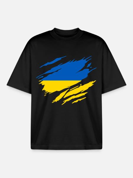 Ukraine Ukrainian flag - Boxy Heavyweight Unisex Organic T-Shirt by Stanley/Stella - black