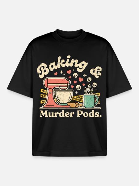 Baking and Murder - Boxy Heavyweight Unisex Organic T-Shirt by Stanley/Stella - black