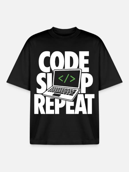 Code Sleep Repeat Programmer - Boxy Heavyweight Unisex Organic T-Shirt by Stanley/Stella - black