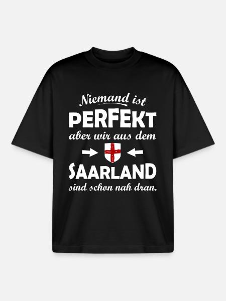 Niemand ist perfekt Saarland - Boxy Heavyweight Unisex Organic T-Shirt von Stanley/Stella - Schwarz
