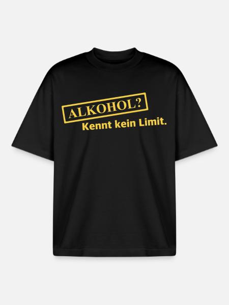 Alkohol? Kennt kein Limit - Boxy Heavyweight Unisex Organic T-Shirt von Stanley/Stella - Schwarz