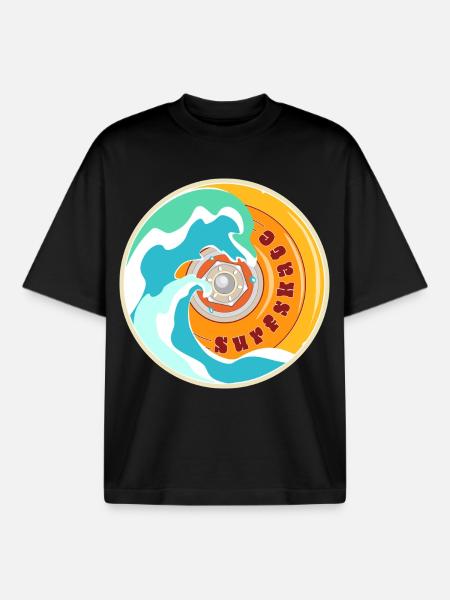 Surfskate Lover - Boxy Heavyweight Unisex Organic T-Shirt by Stanley/Stella - black