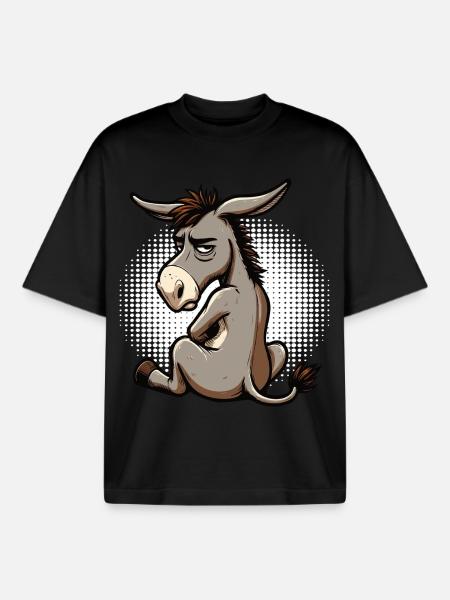 Esel Eselchen Eselhalter Muli Langohresel Muli - Boxy Heavyweight Unisex Organic T-Shirt von Stanley/Stella - Schwarz