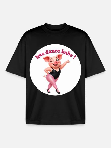 Dansons Babe Cochon Danse Figure - T-shirt unisexe boxy épais biologique Stanley/Stella - noir