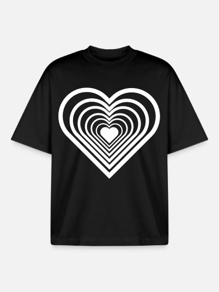 Infinite White Heart - Boxy Heavyweight Unisex Organic T-Shirt by Stanley/Stella - black