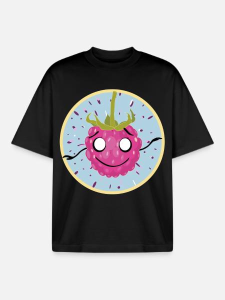 Kuscheliges Himbeer-Gesichtsmotiv - Boxy Heavyweight Unisex Organic T-Shirt von Stanley/Stella - Schwarz