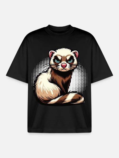 Frettchen Frettchenhalter Frettchenbesitzer - Boxy Heavyweight Unisex Organic T-Shirt von Stanley/Stella - Schwarz
