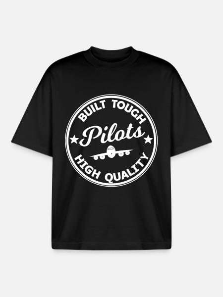 Pilot badge high quality aircraft - Boxy Heavyweight Unisex Organic T-Shirt by Stanley/Stella - black