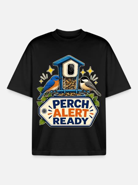 PERCH ALERT READY - Boxy Heavyweight Unisex Organic T-Shirt by Stanley/Stella - black