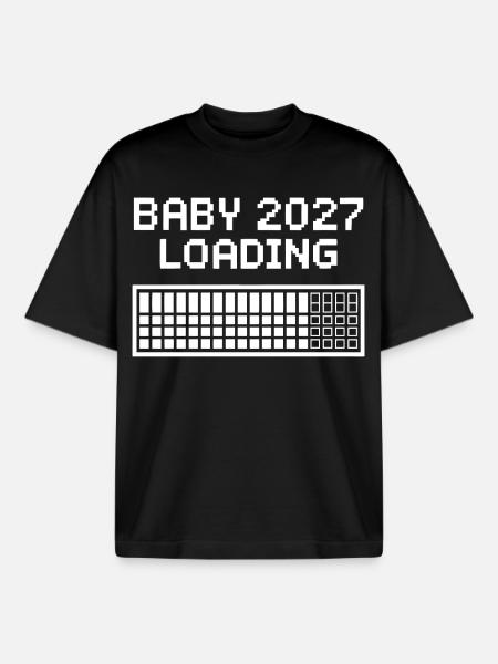 Bébé 2027 Pixel Loading - T-shirt unisexe boxy épais biologique Stanley/Stella - noir