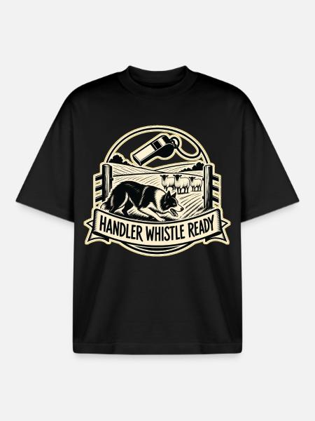 HANDLER WHISTLE READY Hund - Boxy Heavyweight Unisex Organic T-Shirt von Stanley/Stella - Schwarz