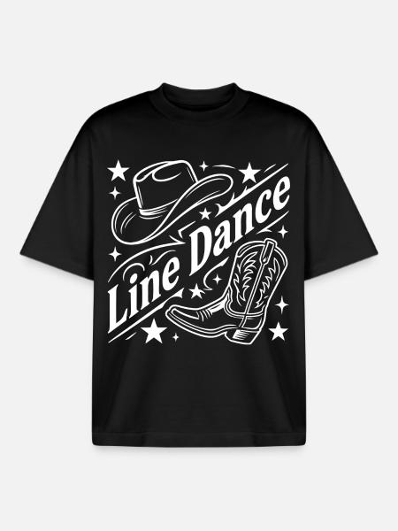 Line Dance Cowboy Flair - Boxy Heavyweight Unisex Organic T-Shirt by Stanley/Stella - black