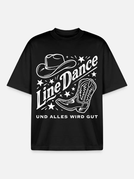 Line Dance Cowboy Flair - Boxy Heavyweight Unisex Organic T-Shirt von Stanley/Stella - Schwarz