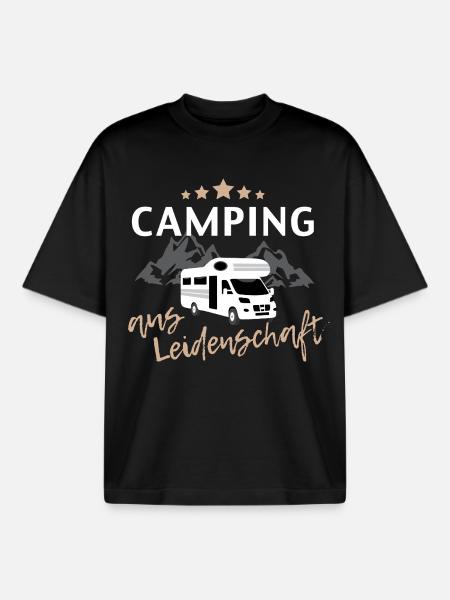 Passionate camping with caravan in Berge - Boxy Heavyweight Unisex Organic T-Shirt by Stanley/Stella - black