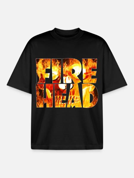 Lettrage feuerkopf en flammes - T-shirt unisexe boxy épais biologique Stanley/Stella - noir