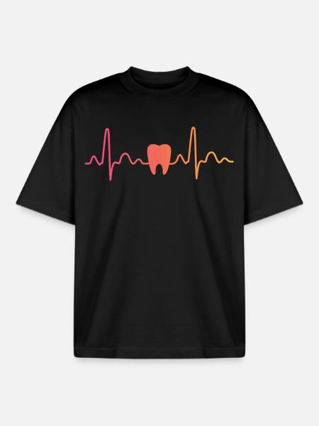 dentist sunset dentist heartbeat - Boxy Heavyweight Unisex Organic T-Shirt by Stanley/Stella - black
