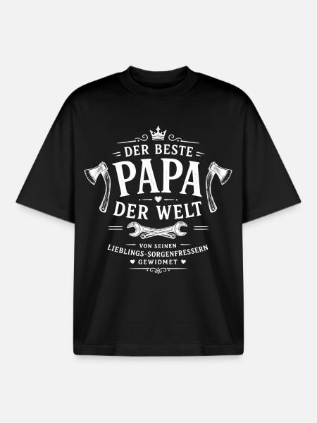 Der beste Papa der Welt - Boxy Heavyweight Unisex Organic T-Shirt von Stanley/Stella - Schwarz