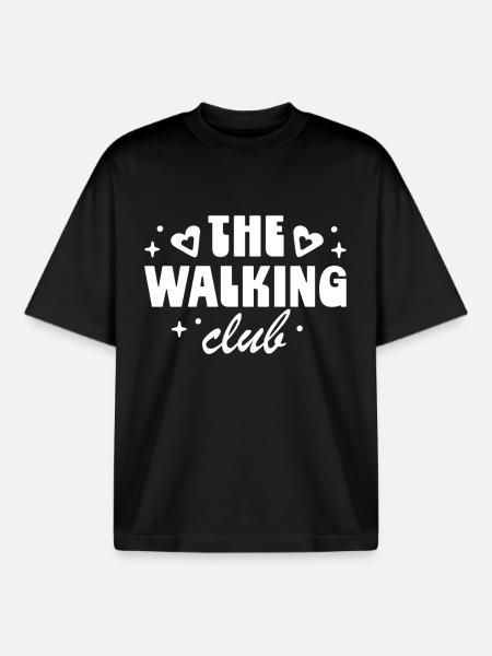 Walking club girls walk group - Boxy Heavyweight Unisex Organic T-Shirt by Stanley/Stella - black