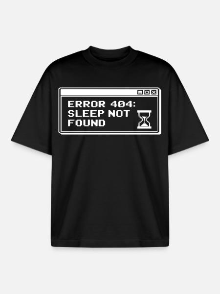 404 Sleep Not Found Pixel - Boxy Heavyweight Unisex Organic T-Shirt by Stanley/Stella - black