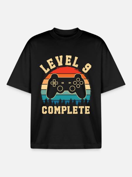 Level 9 complete – Enfant 9 ans - T-shirt unisexe boxy épais biologique Stanley/Stella - noir