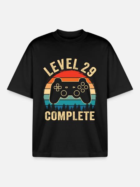 Level 29 complete – Cadeau 29 ans - T-shirt unisexe boxy épais biologique Stanley/Stella - noir