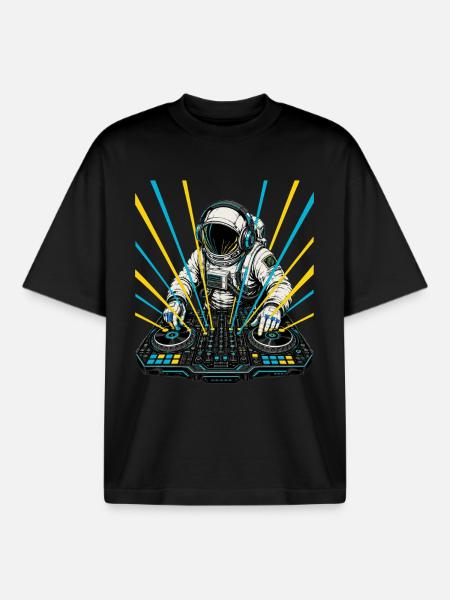 Astronaut DJ Laser - Boxy Heavyweight Unisex Organic T-Shirt by Stanley/Stella - black