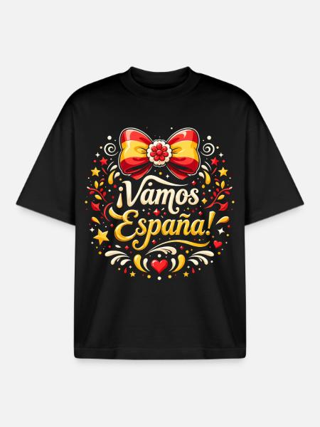 Vamos España Festif - T-shirt unisexe boxy épais biologique Stanley/Stella - noir