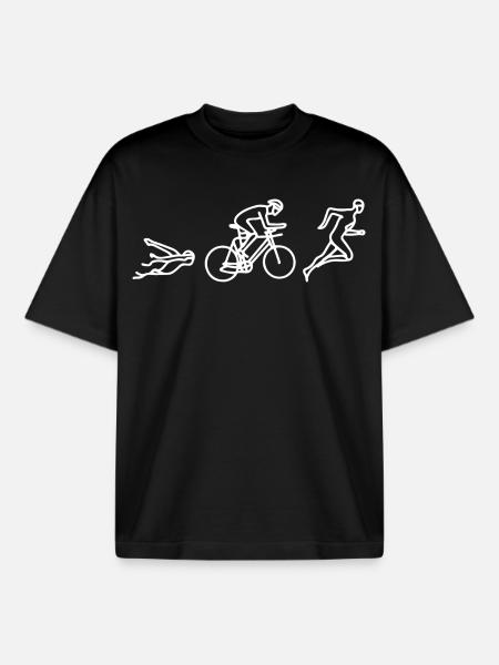 Triathlon Sketch - Boxy Heavyweight Unisex Organic T-Shirt by Stanley/Stella - black