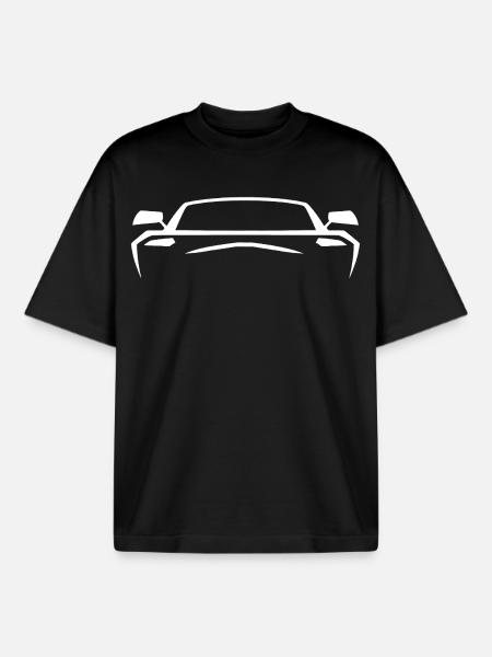 Faster Sports White Car Print - Boxy Heavyweight Unisex Organic T-Shirt by Stanley/Stella - black