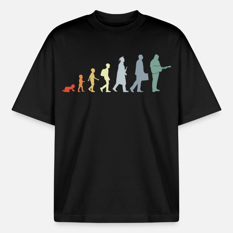 Évolution du guitariste - T-shirt unisexe épais coupe boxy Stanley/Stella - noir