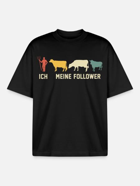 I mean followers cows cow - Boxy Heavyweight Unisex Organic T-Shirt by Stanley/Stella - black