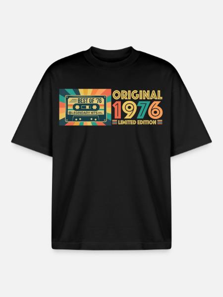 Retro Kassette 1976 Limitierte Edition - Boxy Heavyweight Unisex Organic T-Shirt von Stanley/Stella - Schwarz