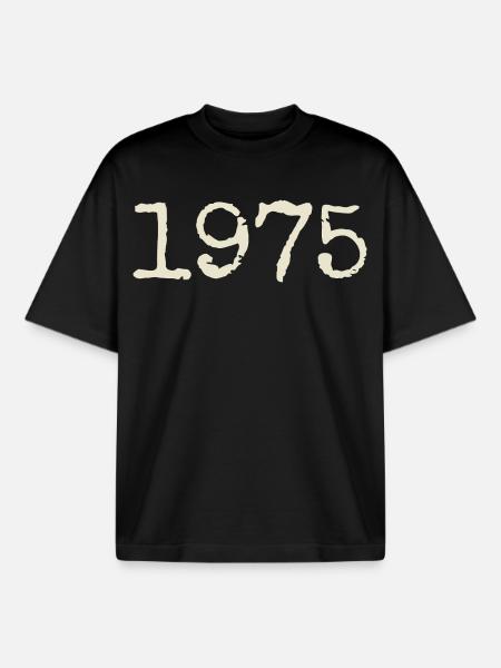 1975 Birthday Gift - Awesome since 1975 - Boxy Heavyweight Unisex Organic T-Shirt by Stanley/Stella - black