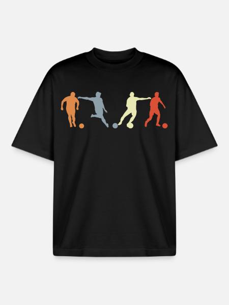Soccer Player Drawing - Boxy Heavyweight Unisex Organic T-Shirt by Stanley/Stella - black