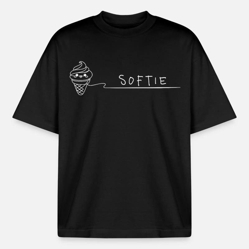 Softie. Softeis Liebe Minimal Oneline - Boxy Heavyweight Unisex Organic T-Shirt by Stanley/Stella - black