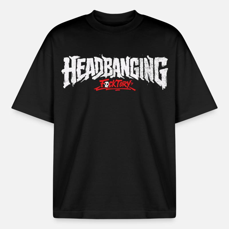 Logo de headbanging blanc - T-shirt unisexe boxy épais biologique Stanley/Stella - noir