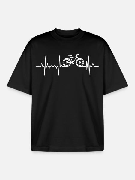 Bicycle Heartbeat - Boxy Heavyweight Unisex Organic T-Shirt by Stanley/Stella - black