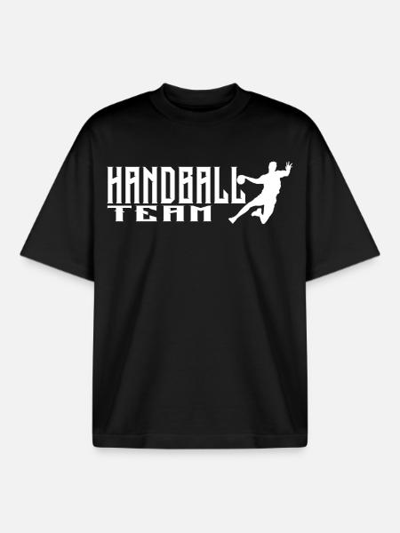 Handballteam Logo mit dynamischem Spielerdesign - Boxy Heavyweight Unisex Organic T-Shirt von Stanley/Stella - Schwarz