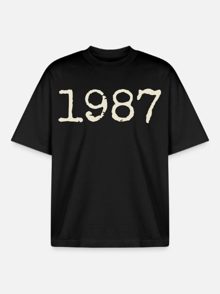 1987 Birthday Gift - Awesome since 1987 - Boxy Heavyweight Unisex Organic T-Shirt by Stanley/Stella - black