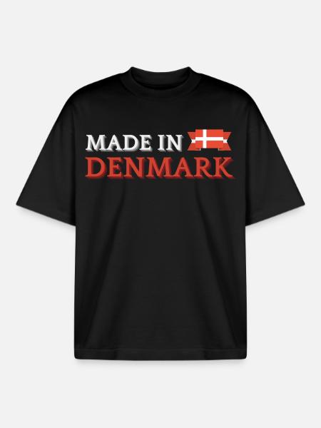 Made in Denmark, Danish pride - Boxy Heavyweight Unisex Organic T-Shirt by Stanley/Stella - black